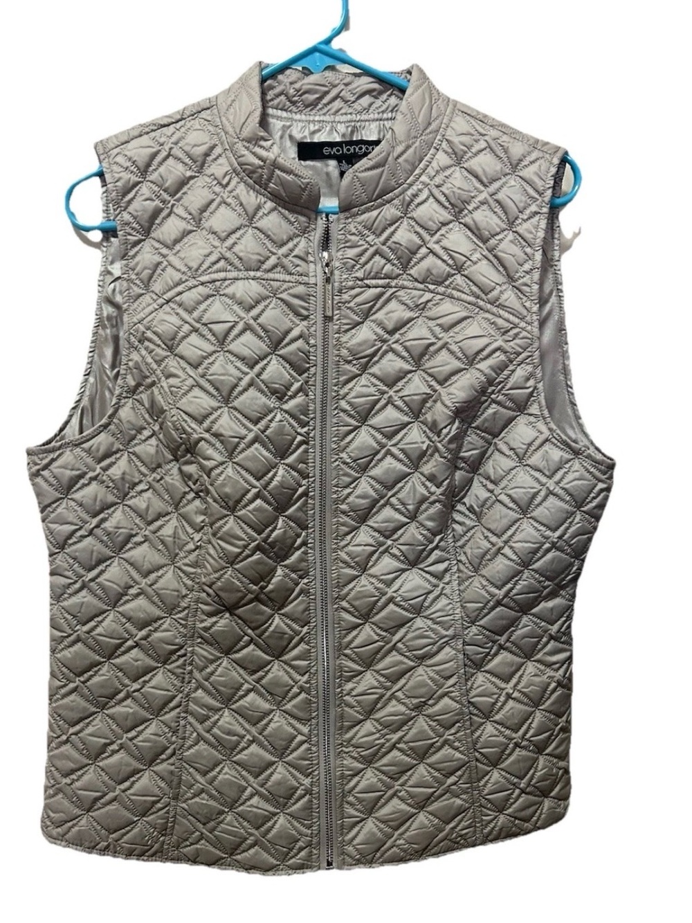 Eva Longoria Quilted Vest in Silver
